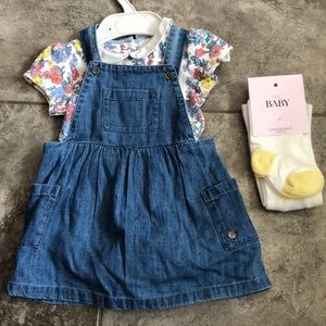 BNWT M&S dress, bodysuit & tights. 3-6 mo.
